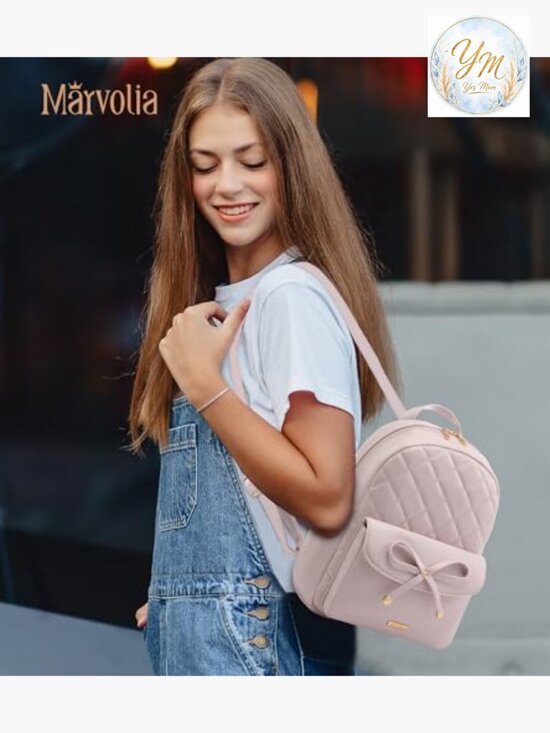 Mini Leather Backpack Quilted Bowknot - Small Travel School Bag main image 5